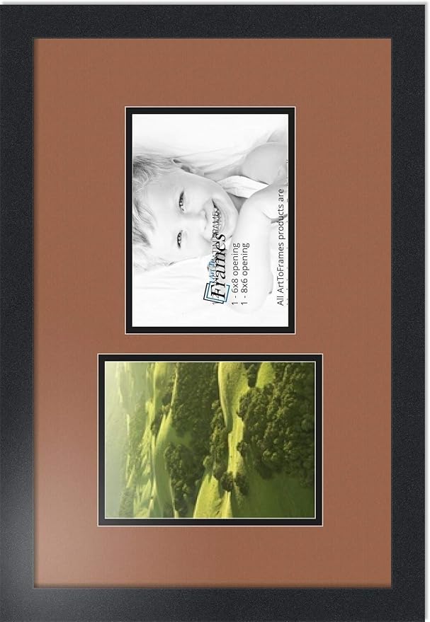 ArtToFrames Collage Photo Frame Double Mat with 2 - 6x8 Openings and Satin Black Frame