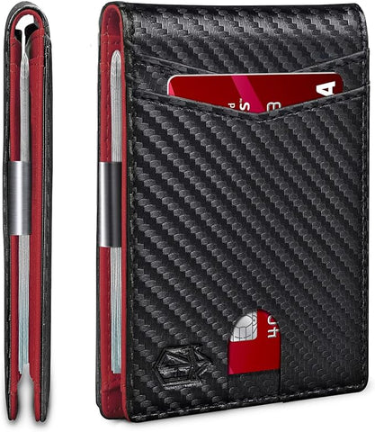Zitahli Slim Wallet for Men Gifts 12 Card Slots ID Window With Money Clip Minimalist RFID Front Pocket Bifold Leather Small Thin Gift Box Dad Birthday Christmas Regalos Hombres