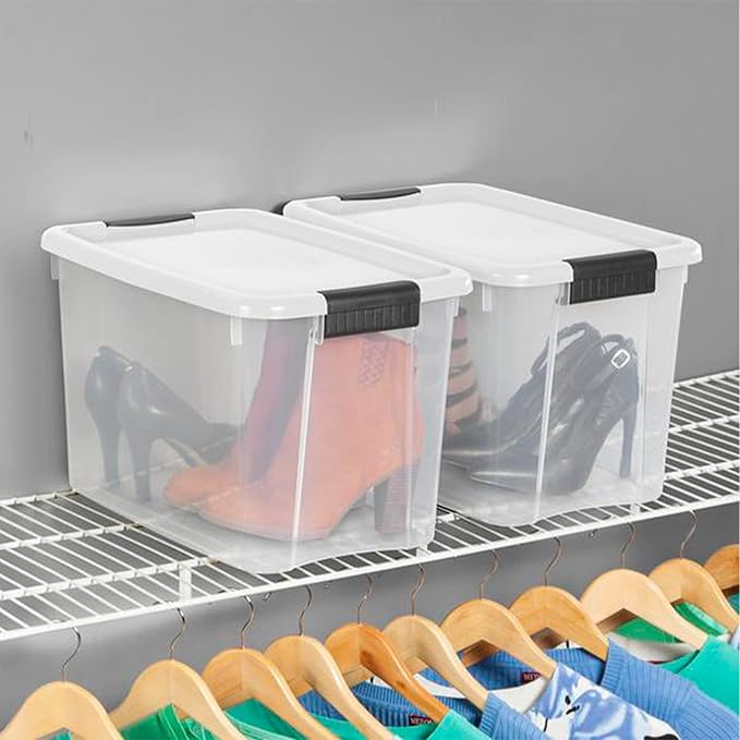 Sterilite 30 Quart (6 Pack) & 18 Quart (6 Pack) Clear Plastic Stackable Storage Container Bin Box Tote with White Latching Lid Organizing Solution