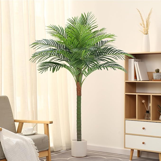 Palm Tree Artificial Tropical Plant 5FT Tall Faux Plants Indoor Fake Floor Plants Decorative Palm Tree Large Office Plant Artificial Palm Trees for Home House Decor