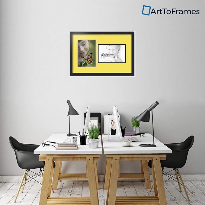 ArtToFrames Collage Photo Frame Double Mat with 2 - 8x12 Openings and Satin Black Frame