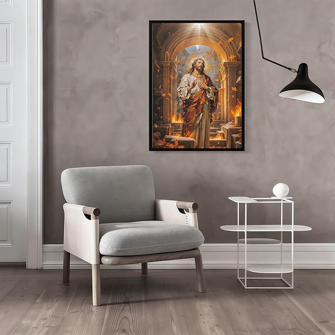 Christian Wall Art Print, Religious Scripture Biblical Decor, Faith-Based Inspirational Landscape with Cross, Digital Printed Canvas Poster for Church, Home Chapel, Prayer Room Decor