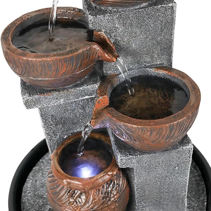 15.7''H Relaxation Desktop Waterfall Fountain Decor Portable Tabletop Waterfall Fountains with LED Lights,Perfect Accent to Any Office, Living Room,Living Space, Bathroom and Bedroom
