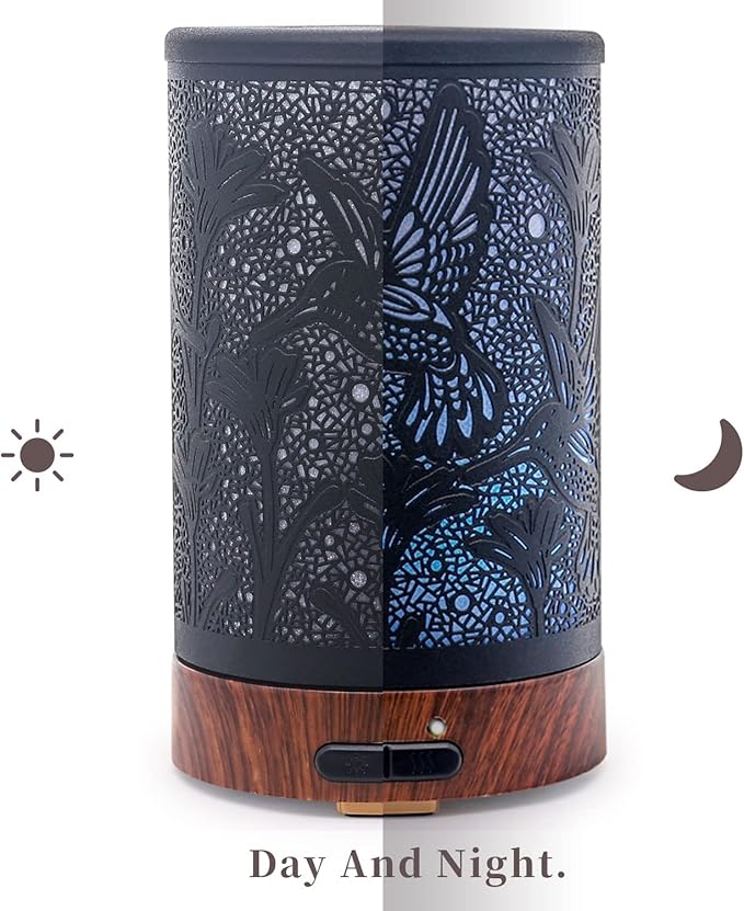Essential Oil Diffuser - Multifunction Aromatherapy Diffuser 7 LED Color Changing Light 150ML Metal Diffuser Easy to Clean Suitable for Home,Office (Hummingbird)