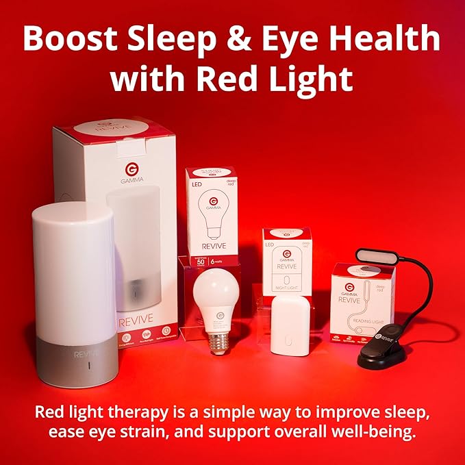 Revive - 670nm Red Light Sleep Lamp by Gamma - Melatonin Promoting Natural Sleep Aid, Bedroom & Nursery Nightlight