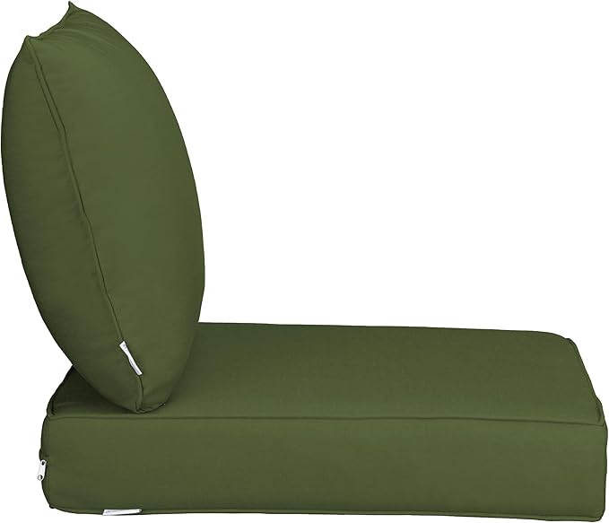 UIXE 24.5" Deep Seat Outdoor Cushion Set with Back Pillows, Patio Furniture Cushions, Sectional Sofa Bistro Chair Cushion - Green, Set of 6