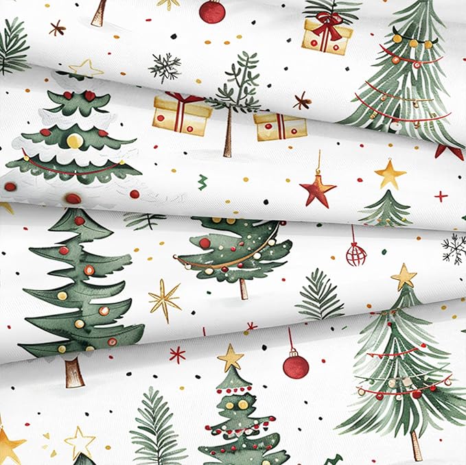 Bedorm Christmas Tree Comforter Queen Merry Xmas Bedding Set Green Xmas Tree Yellow Reds Balls Stars Holiday Decor Green White Quilt Comforter Set