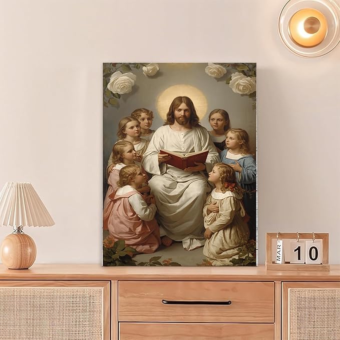Christian Wall Art Print, Religious Scripture Biblical Decor, Faith-Based Inspirational Landscape with Cross, Digital Printed Canvas Poster for Church, Home Chapel, Prayer Room Decor