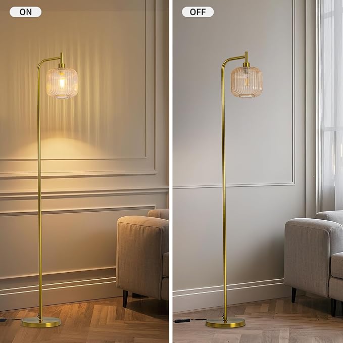 MAYNA Glass Floor lamp Living Room, Modern Vertical lamp, Remote Control Switch with Glass lampshade, 67-inch high lamp Suitable for Bedroom and Study (2700K LED Bulb Included)