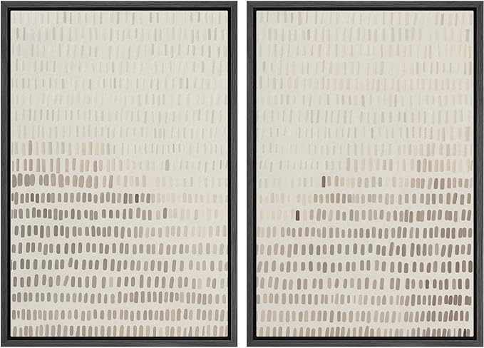 MUDECOR Framed Canvas Print Wall Art Neutral Abstract Dot Illustrations Modern Art Decorative Bohemian Colorful Chic for Living Room, Bedroom, Office - 24"x36"x2 Black