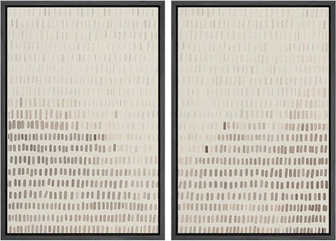 MUDECOR Framed Canvas Print Wall Art Neutral Abstract Dot Illustrations Modern Art Decorative Bohemian Colorful Chic for Living Room, Bedroom, Office - 24"x36"x2 Black