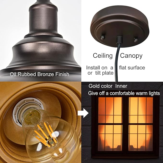 3-Pack Farmhouse Pendant Light Adjustable Pendant Lighting for Kitchen Island Industrial Hanging Barn Pendant Lights Over Island Sink Light Fixtures
