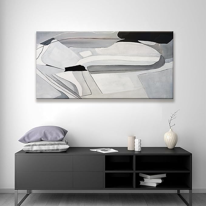 TAIJXAGSG Canvas Art Wall Decor Abstract Wall Art For Living Room Modern Canvas Abstract Wall Decor Prints Pictures For Wall White Wall Art For Hotel Home Wall Decor 24x48 Inch