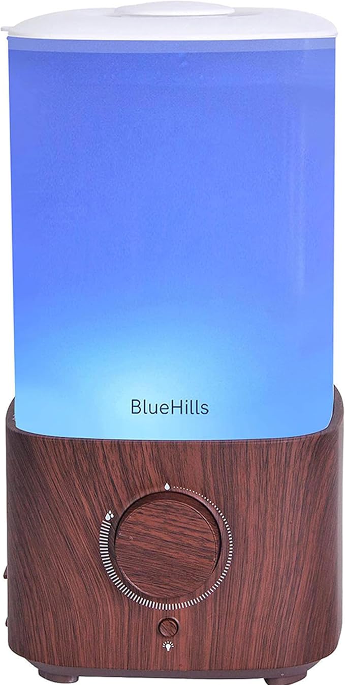 BlueHills Premium 2300 ML XL Large Essential Oil Diffuser Humidifier Combo for Large Room Home Huge Coverage Area 2 Liter Capacity Huge Diffuser with Décor LED Lights Square Dark Wood Grain - L003