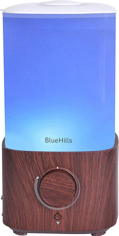 BlueHills Premium 2300 ML XL Large Essential Oil Diffuser Humidifier Combo for Large Room Home Huge Coverage Area 2 Liter Capacity Huge Diffuser with Décor LED Lights Square Dark Wood Grain - L003