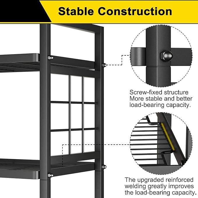 GIOTORENT 5-Tier Heavy Duty Garage Shelving Unit 750 lb Capacity, All-Carbon Steel Storage Rack for Laundry Room Organization, Kitchen Pantry Bathroom - Commercial Metal Shelves (Black)