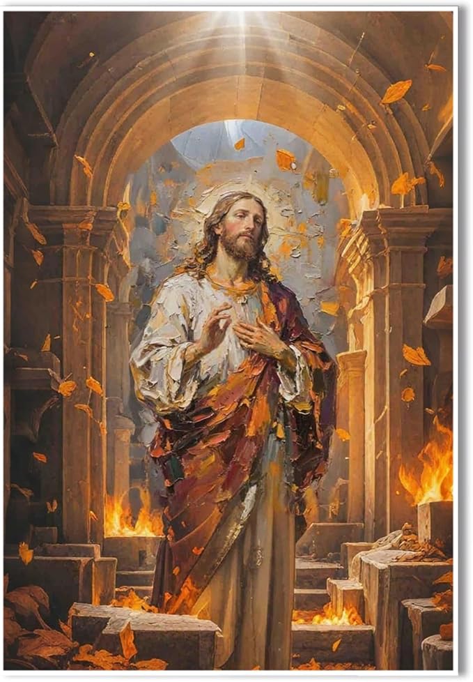 Christian Wall Art Print, Religious Scripture Biblical Decor, Faith-Based Inspirational Landscape with Cross, Digital Printed Canvas Poster for Church, Home Chapel, Prayer Room Decor