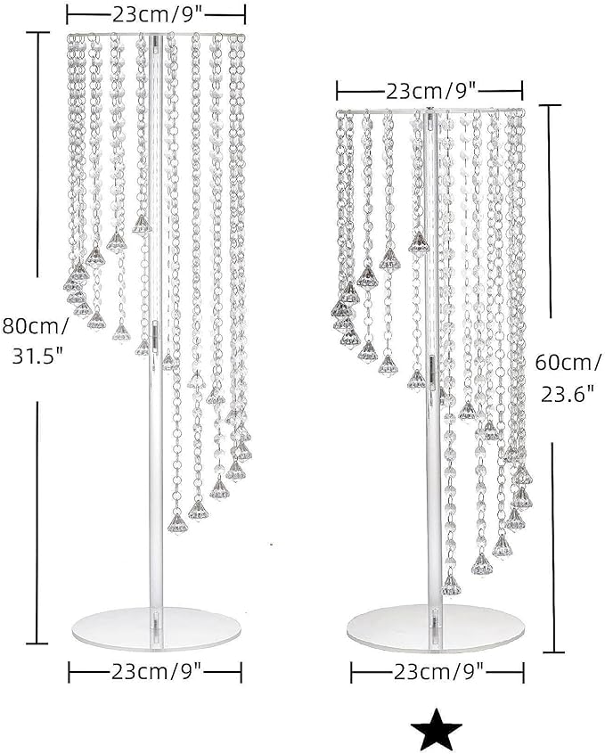 Wedding Centerpieces Decoration Flower Vase, Elegant Acrylic Crystal Stand -10 Pcs 23.6inch High Party Tables Decorations, Dining Table Chandelier Centerpiece Stands