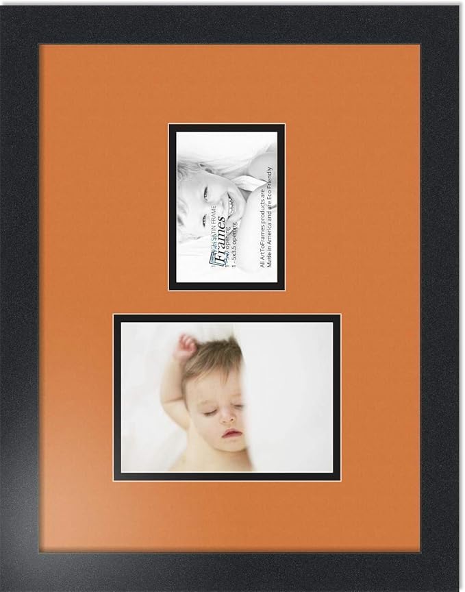 ArtToFrames Collage Photo Frame Double Mat with 1 - 3.5x5^ 5x7 Openings and Satin Black Frame