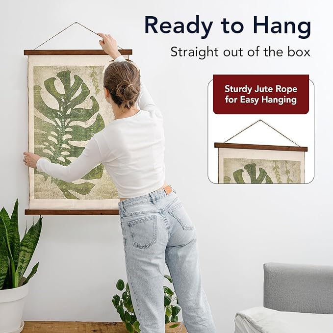 American Art Decor Leaf Wall Scroll Tapestry with Rope