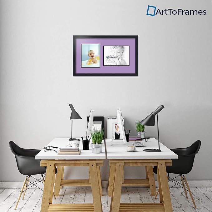 ArtToFrames Collage Photo Frame Double Mat with 1 - 8.5x11^ 8x10 Openings and Satin Black Frame