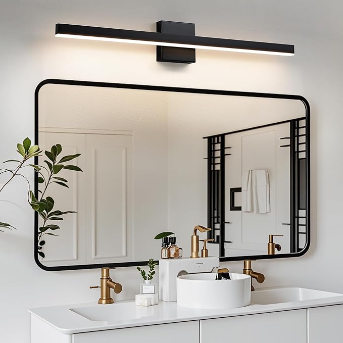 KAISITE Modern Bathroom Vanity Light - Black LED Bar Vanity Light Fixture Over Mirror, 32 Inch, Dimmable, 5CCT
