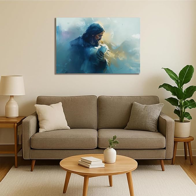 Christian Wall Art Print, Religious Scripture Biblical Decor, Faith-Based Inspirational Landscape with Cross, Digital Printed Canvas Poster for Church, Home Chapel, Prayer Room Decor