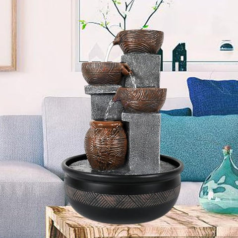 15.7''H Relaxation Desktop Waterfall Fountain Decor Portable Tabletop Waterfall Fountains with LED Lights,Perfect Accent to Any Office, Living Room,Living Space, Bathroom and Bedroom