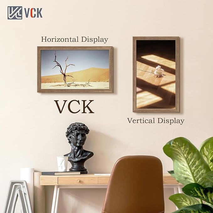 VCK 14x24 Frame Set of 5 - Brown Walnut, Natural Textured Solid Wood Picture Poster Frame, Wall Gallery Frame