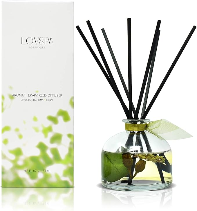 LOVSPA Eucalyptus Reed Diffuser Set for Home, Revive Fresh Eucalyptus, Sage, Citrus & Mint Scent Diffuser with Sticks for Bathroom Shelf Decor Accessories, Top Aromatherapy Gift for Women
