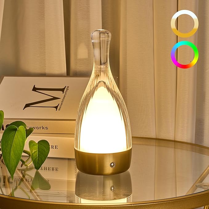 Table Lamp for Bedroom,Small Desk Lamp Dimmable 4 Gears:3000K/4000K/6000K/RGB,4000mAh Rechargeable Battery bedside lamps, LED Cordless Desk Light for Couple Dinner/Coffee Table/Restaurant/Bedroom