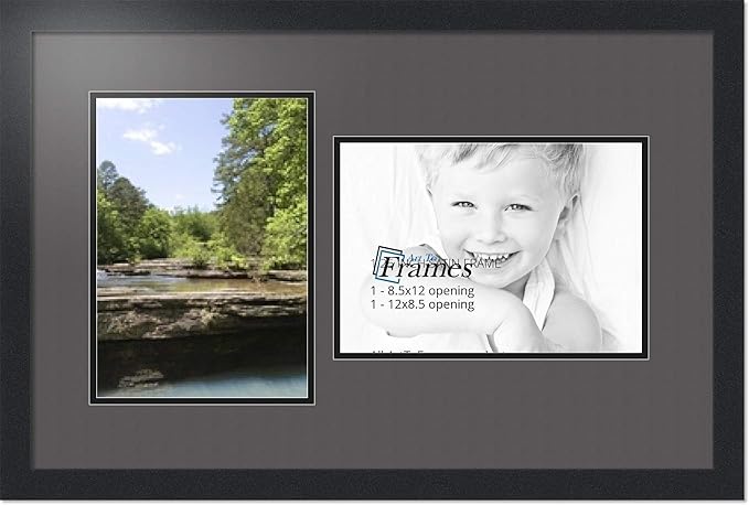Art to Frames Double-Multimat-776-41/89-FRBW26079 Collage Photo Frame Double Mat with 2 - 8.5x12 Openings and Satin Black Frame