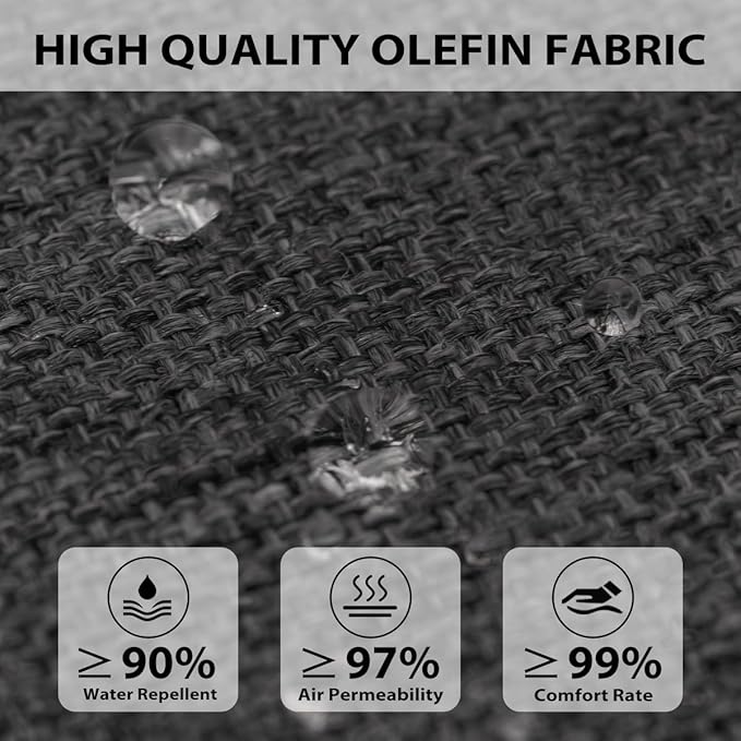 Sundale Outdoor Olefin Deep Seat Cushion Set of 2, Patio Chair Cushion and Pillow, Water-Resistant Sectional Sofa Pad with Straps Dark Gray, 23 x 26 x 4 Inches