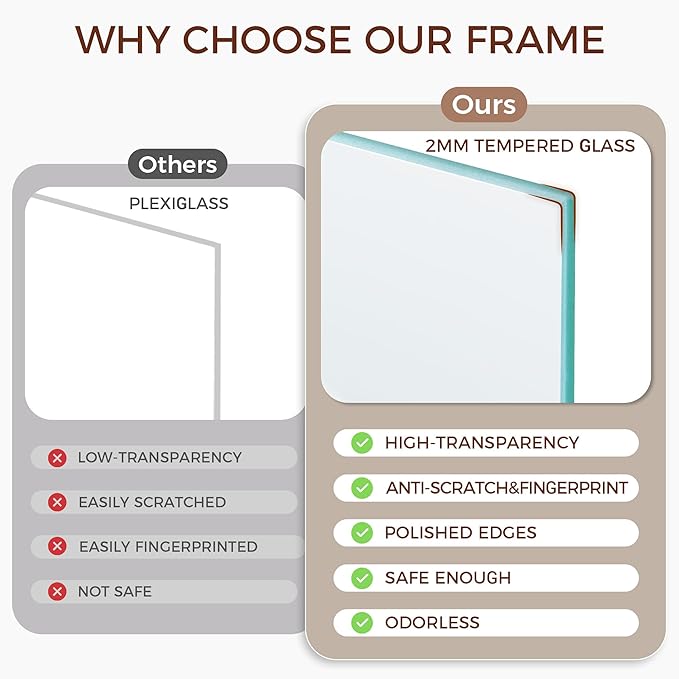 10x10 Picture Frame Set of 2, Solid Oak Wood Frame 10 x 10, 10 by 10 Wood Frames for Wall, 10x10 Picture Frame with Mat for 8x8, Square 10"x10" Photo Frames Real Glass, Black Color, 2 Pack
