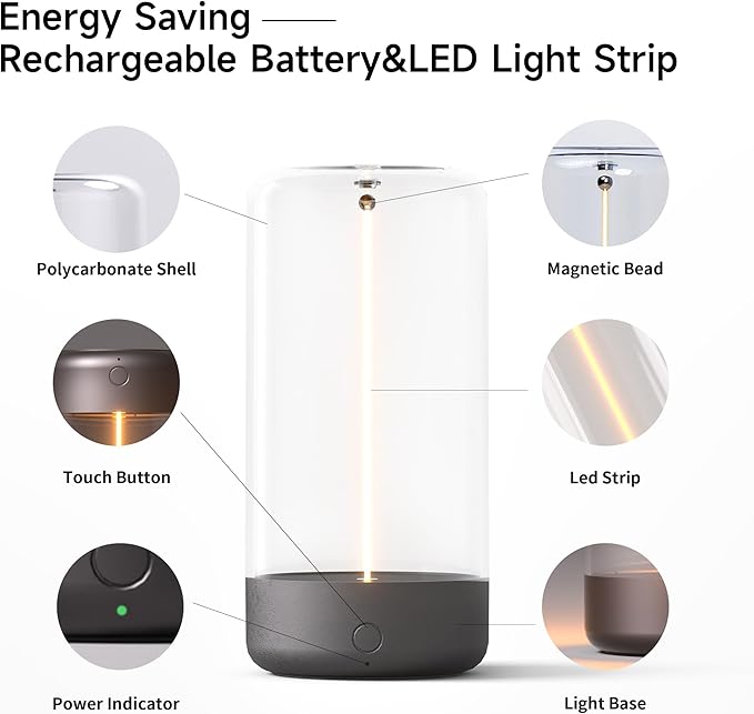 Mini Minimalist Table Lamp Cordless LED Desk Lamp Rechargeable Modern Night Lights Portable Nightstand Lamps Unique Ambient Light Mood Lighting for Bedroom, Beside, Nursery