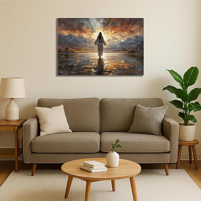 Christian Wall Art Print, Religious Scripture Biblical Decor, Faith-Based Inspirational Landscape with Cross, Digital Printed Canvas Poster for Church, Home Chapel, Prayer Room Decor