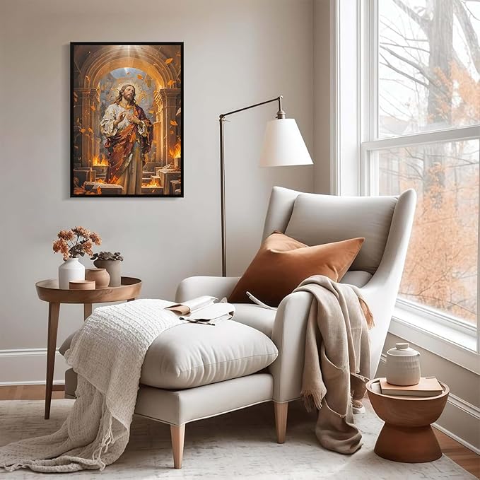 Christian Wall Art Print, Religious Scripture Biblical Decor, Faith-Based Inspirational Landscape with Cross, Digital Printed Canvas Poster for Church, Home Chapel, Prayer Room Decor