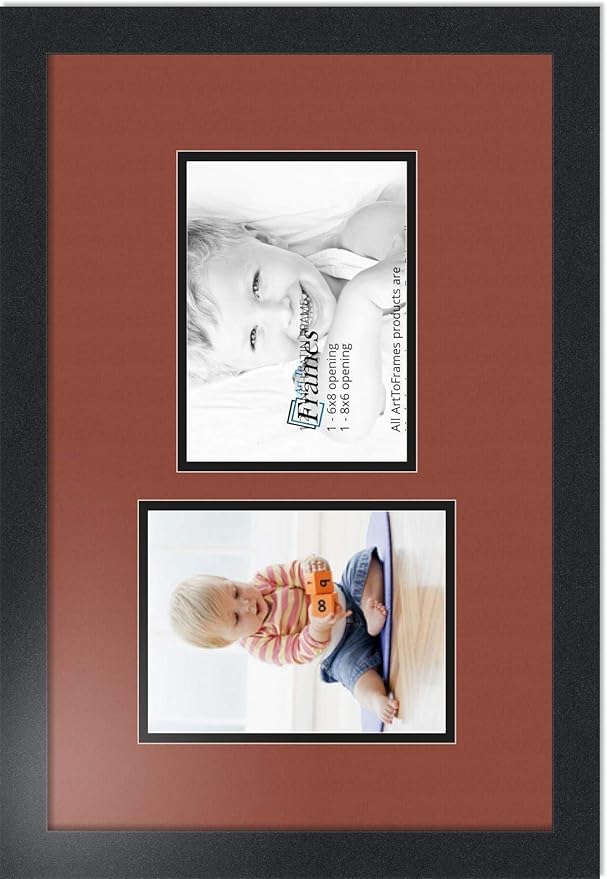 ArtToFrames Collage Photo Frame Double Mat with 2 - 6x8 Openings and Satin Black Frame