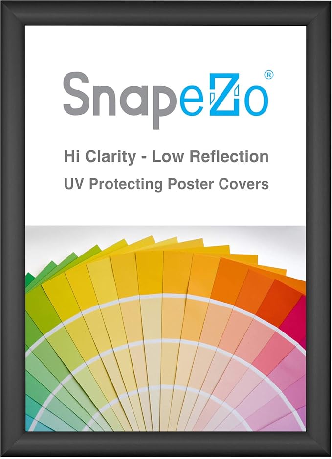 SnapeZo 16.5 x 23.4 inches (A2 Euro Size) Sleek Black Poster Frame, Front-Loading, Wall Mount, Aluminum 1" Profile, Sleek Series