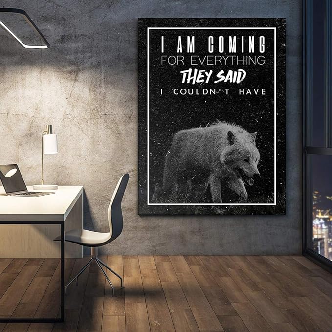 SuccessHunters Motivational Wolf Canvas Print House Office Decor Modern Art Home Inspiration Decoration Motivation Inspirational Entrepreneur Pop Culture (48" x 36")