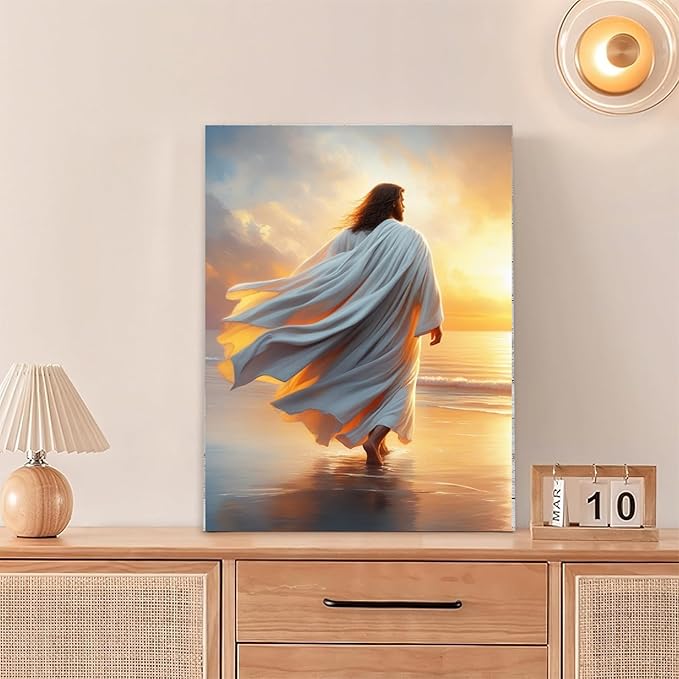 Christian Wall Art Print, Religious Scripture Biblical Decor, Faith-Based Inspirational Landscape with Cross, Digital Printed Canvas Poster for Church, Home Chapel, Prayer Room Decor