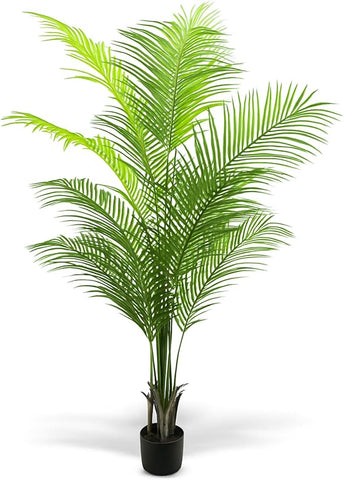 5FT Artificial Palm Tree – Realistic Faux Tropical Plant with UV-Resistant Leaves, Maintenance-Free Indoor Outdoor Palm Plant for Home Office Patio Décor