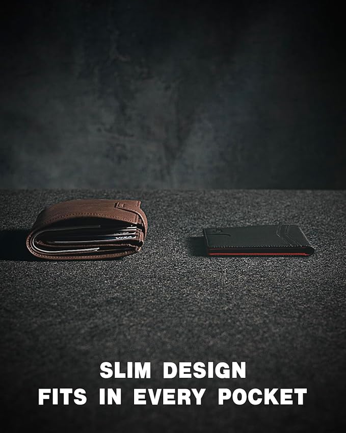 Zitahli Slim Wallet for Men Gifts 12 Card Slots ID Window With Money Clip Minimalist RFID Front Pocket Bifold Leather Small Thin Gift Box Dad Birthday Christmas Regalos Hombres