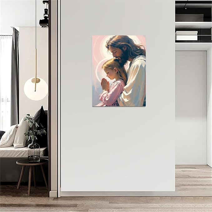 Christian Wall Art Print, Religious Scripture Biblical Decor, Faith-Based Inspirational Landscape with Cross, Digital Printed Canvas Poster for Church, Home Chapel, Prayer Room Decor