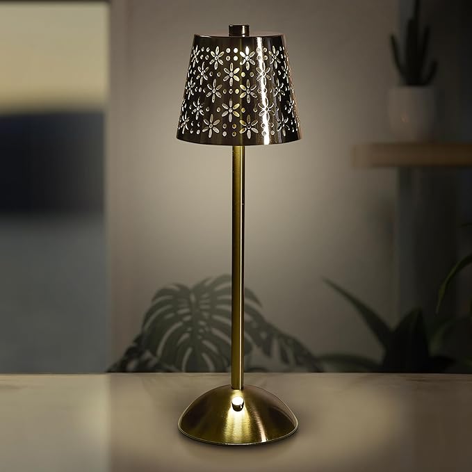 Camden Reed Table Lamp, Desk lamp, 3 Different Lighting Modes, Modern Minimal Design for Dinner/Coffee Table/Restaurant/Bedroom, Gold