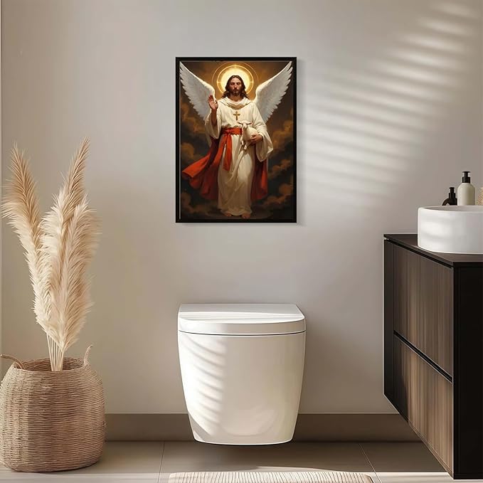 Christian Wall Art Print, Religious Scripture Biblical Decor, Faith-Based Inspirational Landscape with Cross, Digital Printed Canvas Poster for Church, Home Chapel, Prayer Room Decor
