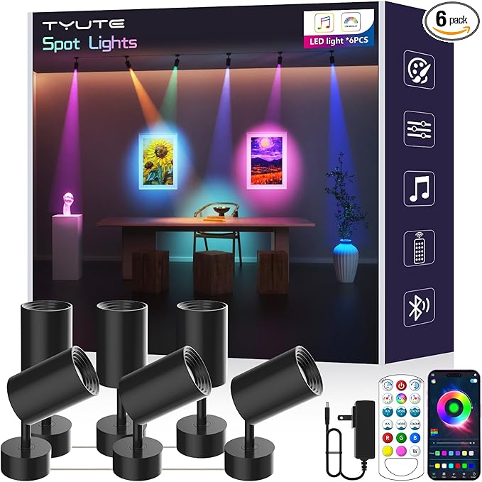 RGB Color Changing Spotlights - 16 Million Colors, App & Remote Control, Dimmable LED Downlights for Home Mood Lighting