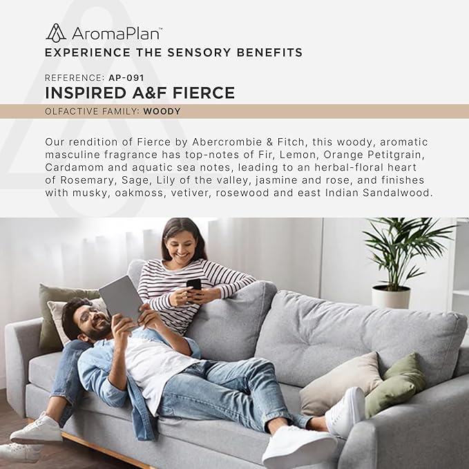 AromaPlan Hotel Scents Inspired by A+F Fierce 16 Fl Oz (473ml), Home Luxury Aroma & Hotel Diffuser Oil- Hotel Diffuser Oil for Aromatherapy- USA Made, Bigger Bottle, Bolder Aroma & Longer Lasting