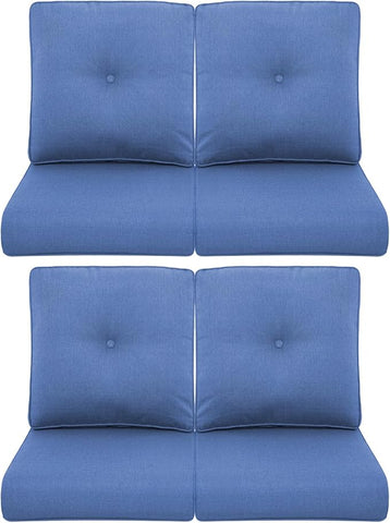 Patio Chair Cushions 4 Packs - Outside High Back Thick Water-Resistant Cushion 22x24 with Zipper Cover for Outdoor Glider Rocking Chairs Loveseat Couch – Blue/Buckle