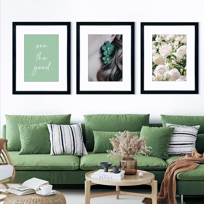 THREELOVE 18x24 Frame Black, Display Picture 16x20 with mat or 18x24 Without mat, Photo Poster Picture Frame Wall Mounting Home Decor, 1-PCS